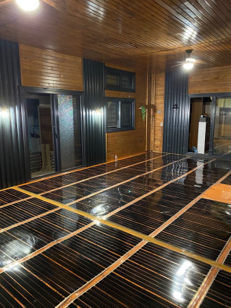 Parke altı ısıtma Ahşap ev yerden ısıtma (Çatalca) Bega karbon ısıtıcı film & Pe İzomatt zemin yalıtımı uygulaması